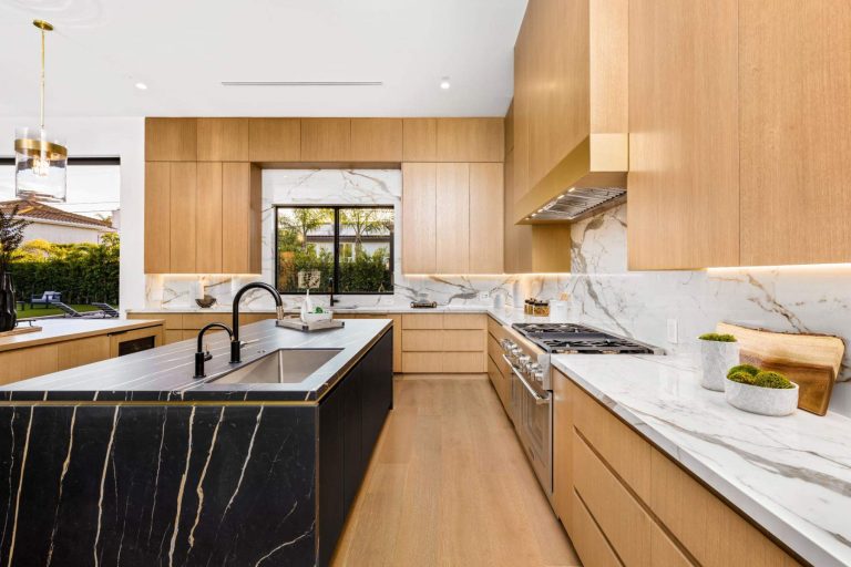 Pristine marble countertop ready for testing.