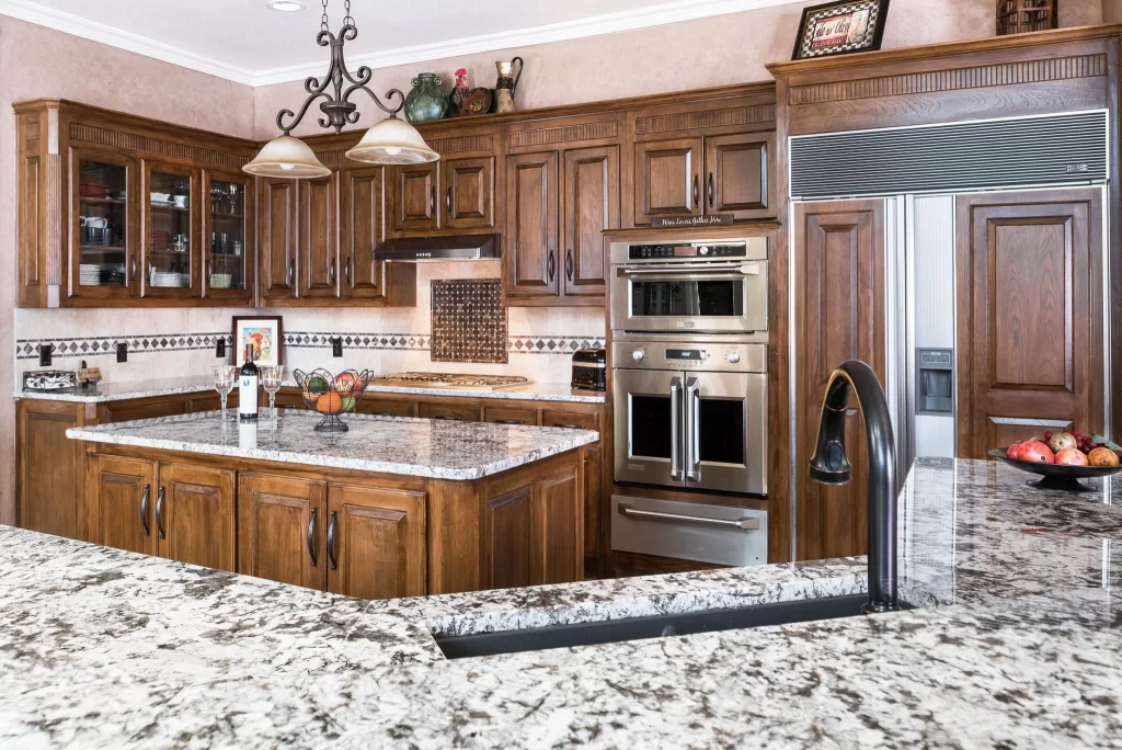 Polished stone slab showcasing granite quartz mix