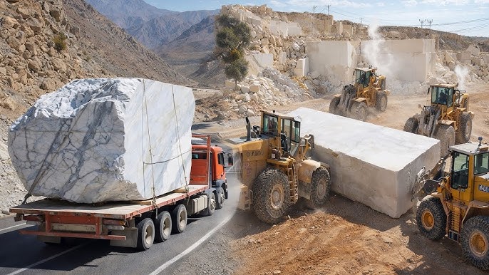 quarry to countertop raw granite slab extraction from open quarry