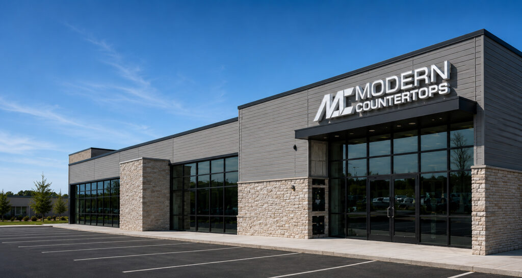Modern Countertops building exterior in Brookfield with stone and glass design